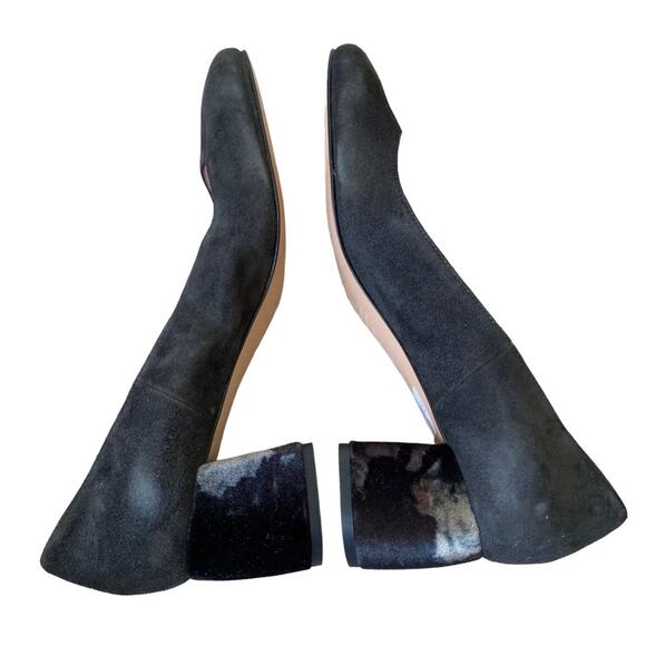 Anna F. Gray Suede Round Toe Velvet Block Heels size 40 US 10 Designer Luxury - Picture 7 of 10